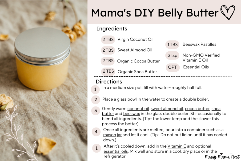 Mama's DIY Belly Butter Recipe Card